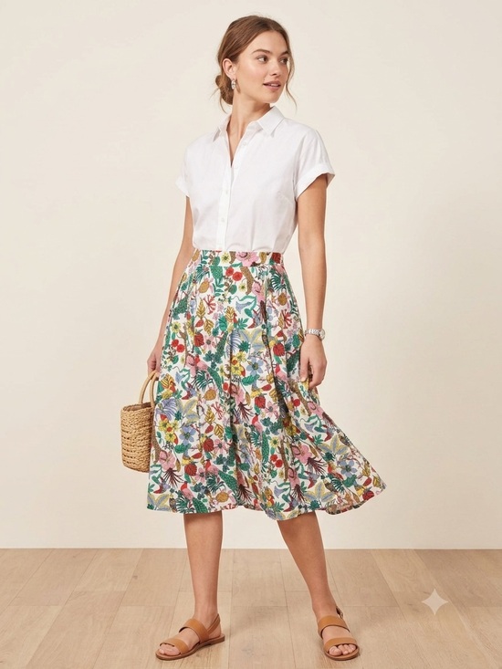 Boden Dresses & Skirts - Boden Floral/Animal Novelty Print Cotton Pleated Skirt , size 10